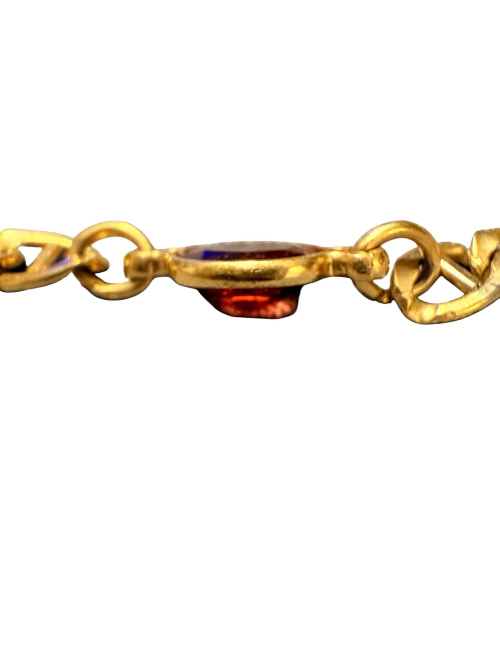 Vintage 14K Gold Bonded Garnet Necklace • Sterling Silver • 16” • 3 Garnets - Picture 8 of 12